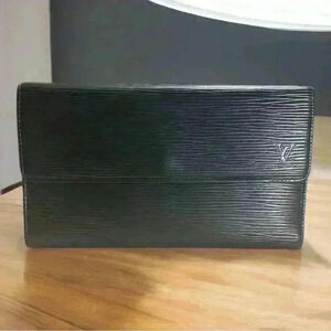Louis Vuitton Black Epi Leather Fold-Over Wallet Clutch